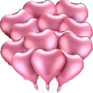 48 Pcs 18 Inch Heart Foil Balloons Valentine's Day Balloons Large Heart Shaped Balloons Romantic Love Balloons for Valentine's Day Wedding Proposal Birthday Party Room Decorations (Pink)