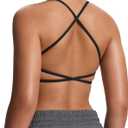 Aoxjox Women's Workout Sports Bras Fitness Backless Padded Ivy Low Impact Bra Yoga Crop Tank Top (Black, Small)