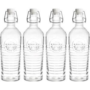 Nicunom 4 Pack Flip Top Glass Bottle, 40 Oz. / 1.2 Liter Clear Glass Pitcher Airtight Seal Swing Top Brewing Bottle for Beverages, Oils, Kombucha, Beer, Kiefer, Water, Soda