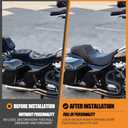 One-Piece Seat Driver & Passenger Seat 2-Up Fit For Harley Touring Road King FLHR Road Glide FLTR Street Glide FLHX Electra Glide Ultra Limited FLHT 2009-2023 (Black Stitching)