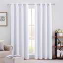 Pure White Curtains for Bedroom 52 X 84 Inch Long 2 Panels Set Curtains/Drapes, Grommet Window Curtains for Living Room