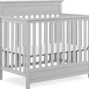 Dream On Me Harbor 4in1 Convertible Mini Baby Crib in Pebble Grey, GreenGuard Gold & BSA, Non-Toxic, Pinewood, Converts to Mini Day & Twin Bed (Rails to Buy) 1 Mattress Pad, Perfect Small Nursery, 32"L x 25"W x 33"H