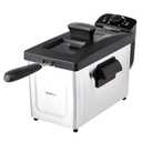 Amazon Basics 3.2-Qt (3.0L) Deep Fryer with Basket, 8-Cup Capacity, Stainless Steel Exterior, Viewing Window, Temperature Control, Black & Silver, 1500W