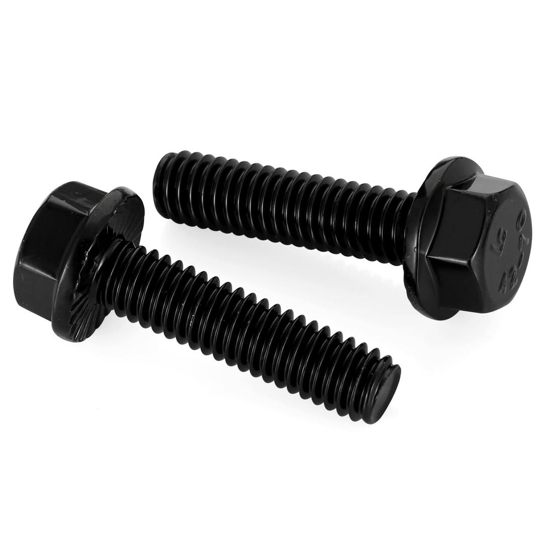 Mellewell 3/8-16 x 2 Flanged Hex Head Bolts Flange Hexagon Screws, Stainless Steel A2 Black Finish, DIN 6921