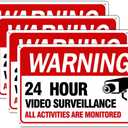 Video Surveillance Sign, 4-Pack 12"x 8" Security Camera Signs, Reflective and Waterproof Material 24 Hour Surveillance Sign For Home/Business (sing-02-Red)
