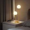 Mid Century Modern Globe Table Lamp Gold U-Shape Glass Table lamp 2-Globe Bedside Lamp with LED G9 Light Source Ideal for Bedroom & Office