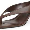 VIUGJNEX Women’s Kitten Heels Flip Flops Slip On Open Toe Low Heels Thong Square Slide Summer Fashion Party Heeled Dressy Sandals for Women 7