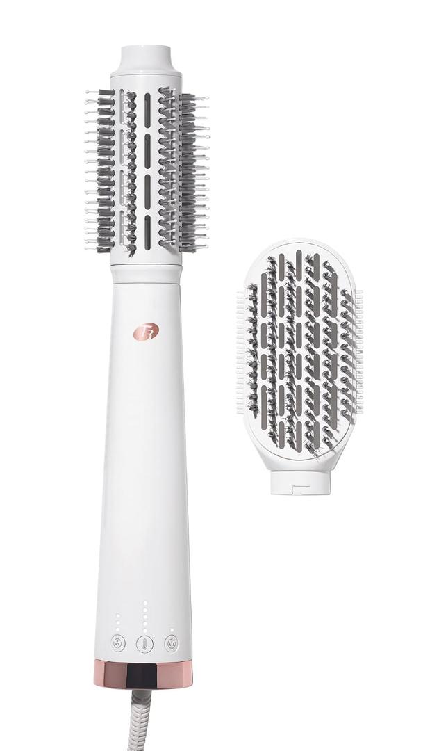 "T3 AireBrush Duo Interchangeable Hot Air Blow Dry Brush with Two Attachments Includes 15 Heat and Speed Combinations, T3 IonFlow Technology, Volume Booster Switch, Lock-in Cool Shot"