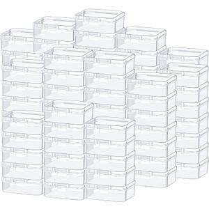 SATINIOR 100 Pcs Clear Plastic Beads Storage Containers Box Small Clear Boxes with Hinged Lid Plastic Case Mini Square Arts Crafts Storage Organizers for Small Items(2.1 x 2.1 x 0.8 Inch)