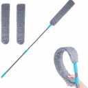 Retractable Gap Dust Cleaner Under Appliance Microfiber Duster Dust Brush with Extension Pole (36 to 49 inches) Cleaning Duster for Bed High Ceilings Furniture Bottom Household Gap Duster Gray