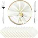 Horbaunal 16 Pack Ivory Satin Napkins 17 x 17 Inch, Square Silky Cloth Napkins, Soft Table Napkins for Weddings Banquets Parties