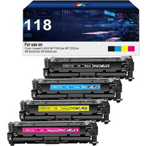 118 Toner Cartridge Replacement for Canon 118 CRG118 CRG 118 for Canon Color Imageclass MF726Cdw MF8350Cdn MF8380Cdw MF8580Cdw MF729cdw Printer(Black Cyan Magenta ,4 Pack)