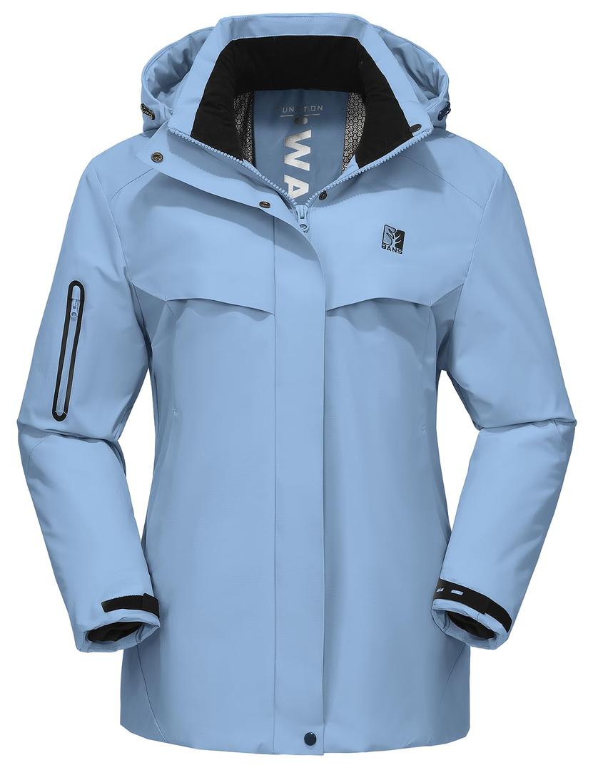 BANTREK Women's Ski Jacket Waterproof Warm Winter Coat Hooded Windproof Snow Jacket for Hiking Snowboarding (Denim Blue,XX-Large)