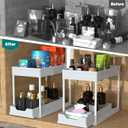 DEKAVA Cabinet, 2 Pack Under Sink Organizer, 2 Tier Sliding Bathroom Kitchen Organizer, Large White ABS Baskets, Easy Install & Clean