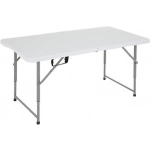 FDW 4FT Folding Table, Portable Fold-in-Half Plastic Picnic Party Table with Carrying Handle (White, 4FT), 48"x24"