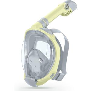 Greatever Snorkeling Gear for KidsIdeal Gifts of Kids Snorkel MaskFull Face Snorkel Mask Kids with Camera MountSafe Breathing for Enchanting Travel (A8-Grayish yellow)