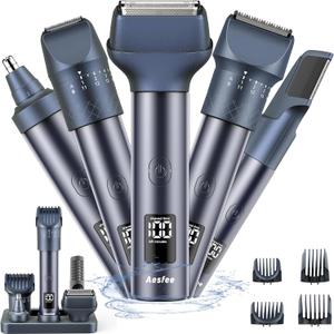 Beard Trimmer for Men, Precision Dial Adjustable 20 Settings, All-in-One Professional Hair Clippers and Foil Shavers Set with Nose Body Hair Trimmers, IPX7 Waterproof Wet and Dry, USB-C Charge Dock