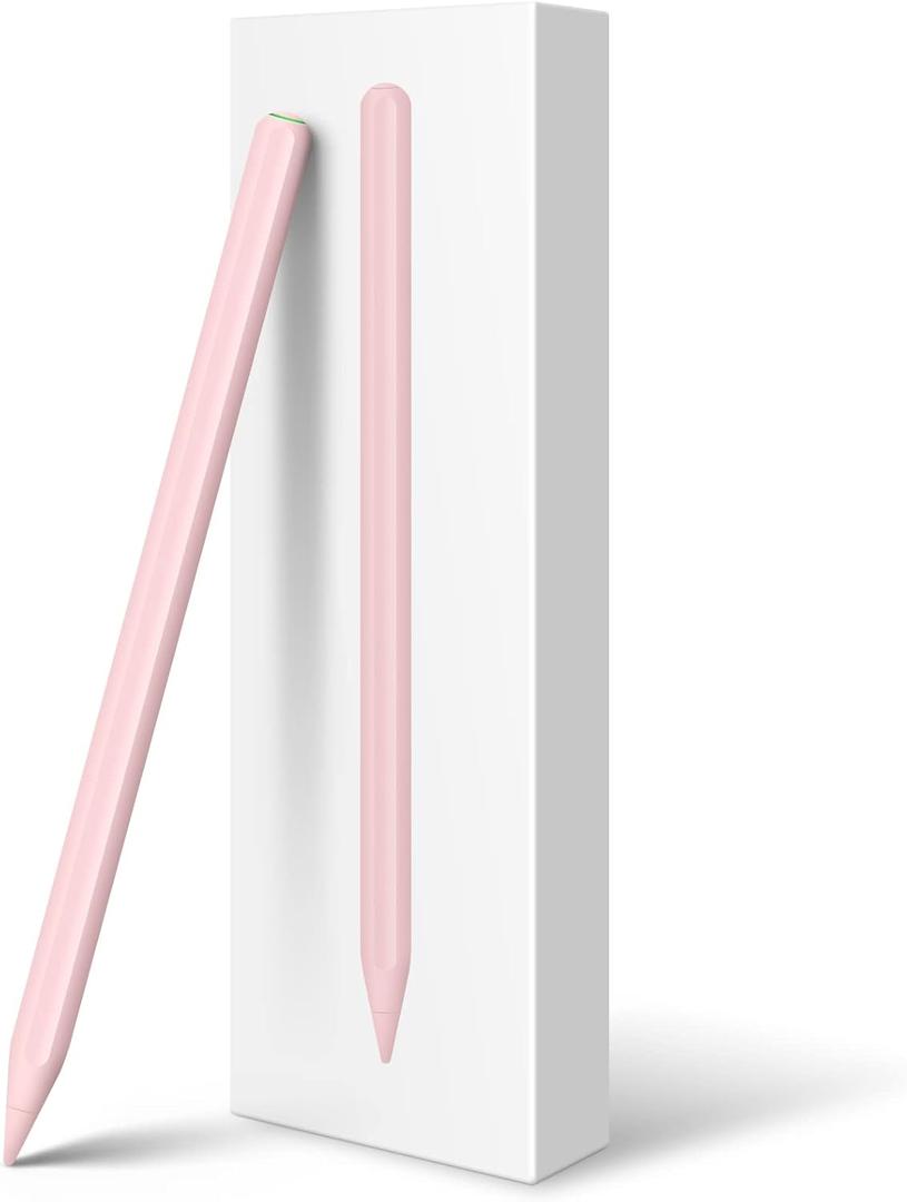 Stylus Pencil with Magnetic Wireless Charging, 2X Fast Charge for Ipad, Compatible with iPad Pro 11 in 1/2/3/4, iPad Pro 12.9 in 3/4/5/6, iPad Air 4/5, iPad mini 6-Pink
