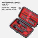 NOVANO Professional 7-in-1 Manicure Pedicure Set, Stainless Steel Nail Clipper Kit for Men Women, Sharp Grooming Tools with Portable Leather Travel Case - Ideal Gift (Black)