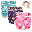 Pet Soft Washable Female Diapers (3 Pack) Female Dog Diapers, Comfort Reusable Doggy Diapers for Girl Dog in Period Heat (Cute Flower, S)