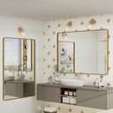 CHARMOR 2 Pack of 24x36 Gold Bathroom Mirror, Rounded Rectangle Gold Frame Mirror, Brushed Gold Brass Bathroom Vanity Mirror Wall-Mounted, Anti-Rust, Hangs Horizontally or Vertically