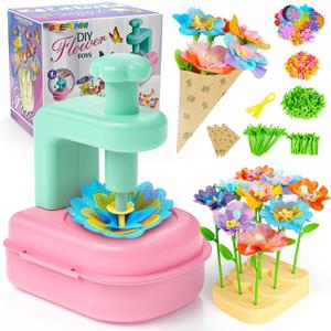 beefunni Flower Making Kit for Kids, DIY Flower Bouquet Kit, Arts and Crafts for Kids Ages 4-8, Colorful Flower Maker Toys for 4 5 6 7 8+Year Old Girl Birthday Gifts Ideas, Mothers Day Gifts for Mom, Medium