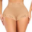 DERCA Butt Lifting Panties Padded Underwear for Women Booty Pads Butt Enhancer Lace Shapewear Panty (Beige, XL)