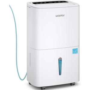 Waykar 150 Pints 2025 Energy Star Dehumidifier with Pump for Spaces up to 7,000 Sq. Ft. at Commercial and Industrial Large Room, Warehouse, Home, Basement, with Drain Hose, Auto Defrost, Self-Drying