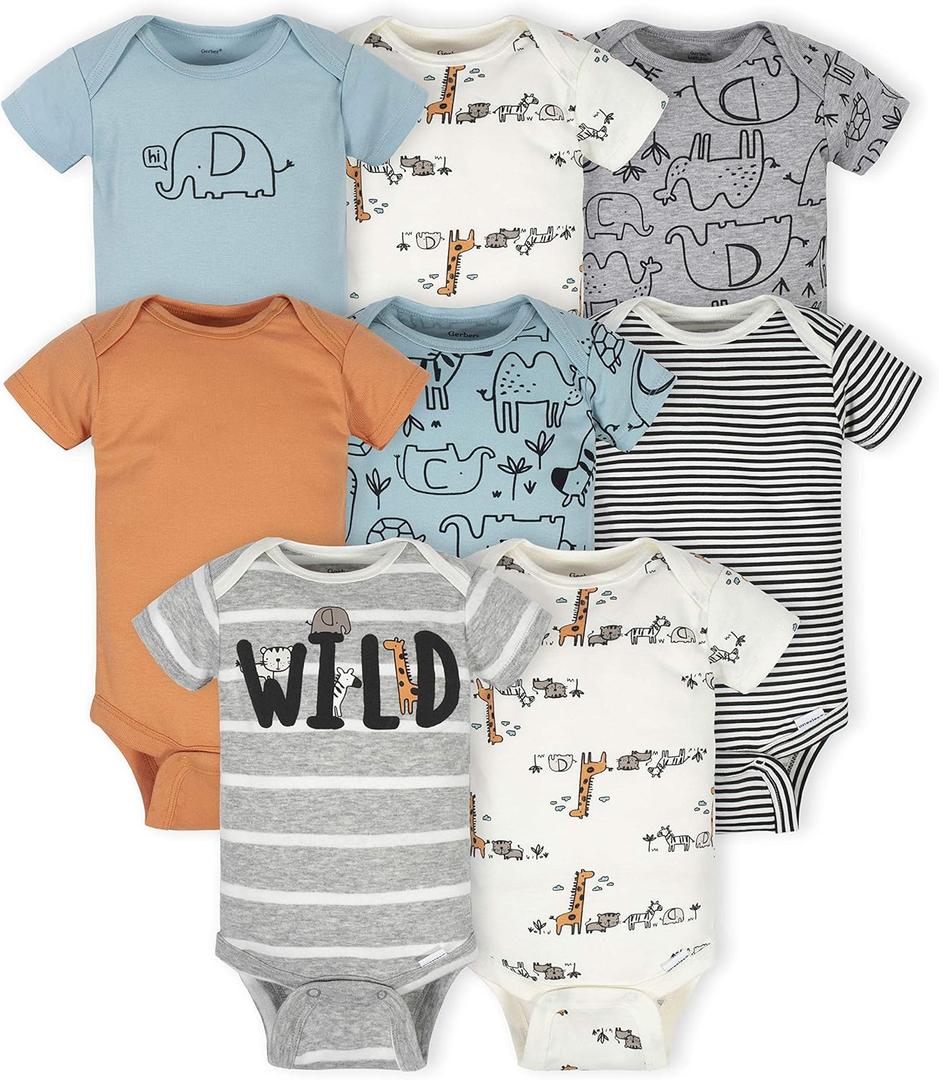 Gerber baby-boys 6-pack Short Sleeve Onesies Bodysuits, 0-3 Month