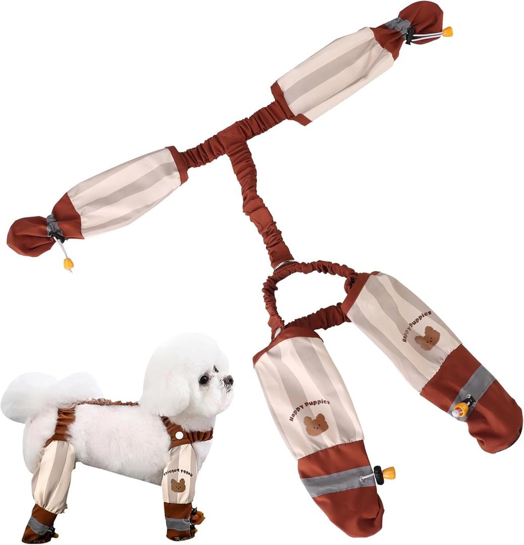 Anti Dirt Pants for Dogs Outdoor Dust-Proof Dog Pants Waterproof Boot Rain Boots with Suspender Anti-Slip Dog Paw Protector Shoes Adjustable Anti-Slip Boots for Walking Hiking (Large)