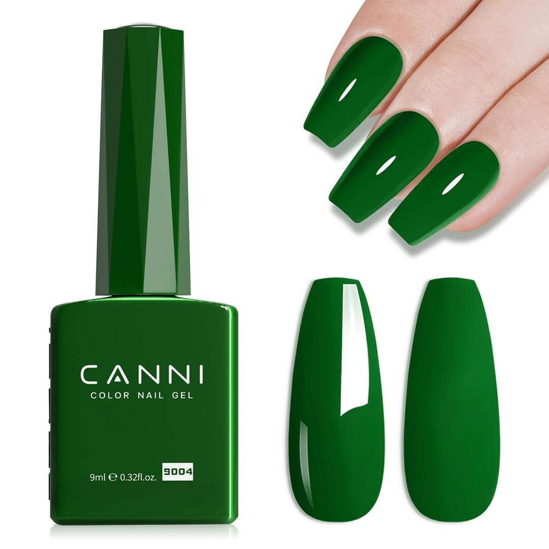 CANNI Green Gel Nail Polish, 1Pcs Emerald Green Gel Polish Dark Green Color Gel Polish Nail High Gloss Soak Off U V Gel Nail French Nail Manicure Salon DIY