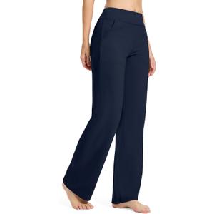 SEVEGO Tall Women's 36 Inseam Wide Leg Yoga Pants High Waist Stretch Dress Casual Long Sweatpants with Pockets (Blue, L)