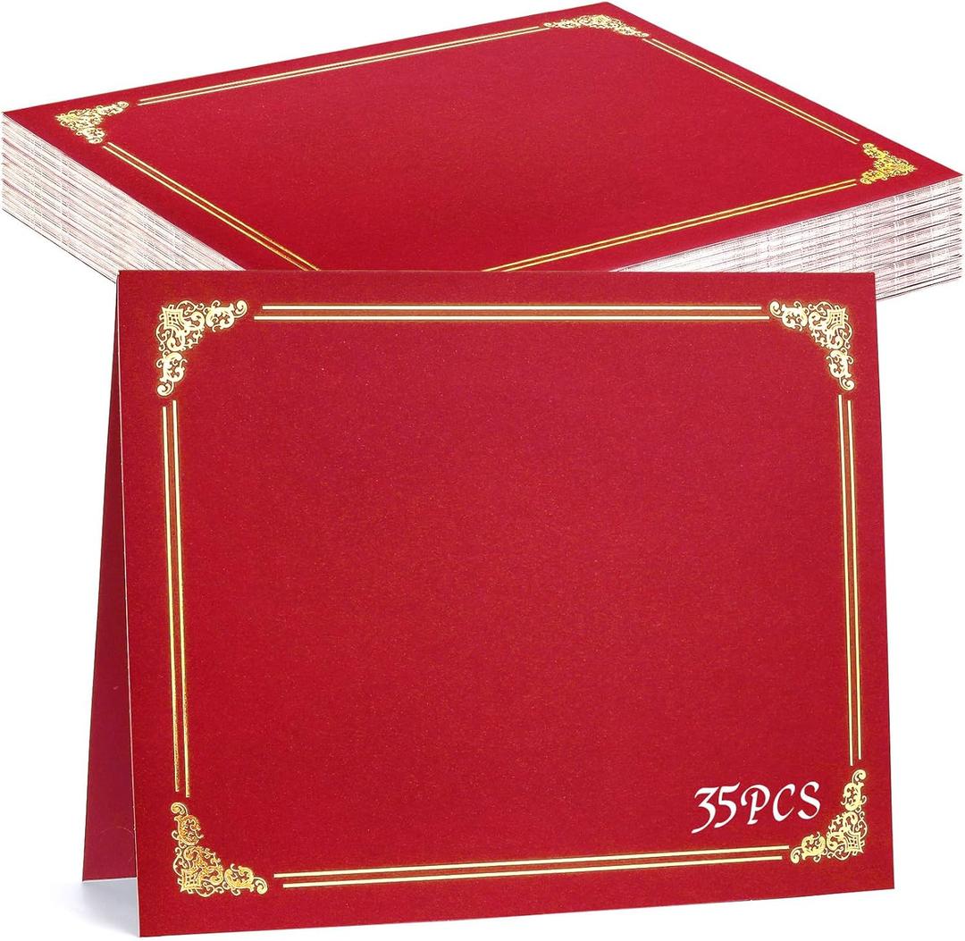gisgfim 35Pcs Certificate Holders Diploma Covers Single Sided Gold Foil Border Award Certificate Covers for Letter Size 8.5x11 Certificates Cardstock Document Papers Storage Organizer (Bright red)