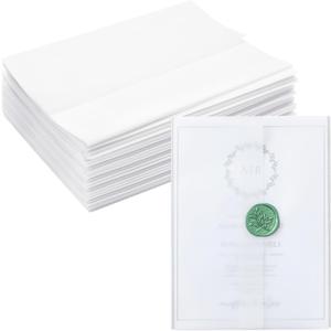 Bright Creations Vellum Jackets for 5x7 Invitations - Pre-Folded Translucent Sleeves & Wedding Envelope Liners - Elegant Wraps & Wedding Vellum Paper - 100-Pack, White Translucent - 5 x 7 in