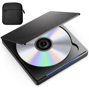 External cd/dvd drive for laptop, CD Burner Clamshell Portable Reader Writer Optical disk Drive, Dvd player for Laptop +/-RW usb 3.0 with Carrying Case, External dvd drive for PC Windows Linux Mac