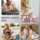 KEMETHY Adults Bento Lunch Box Set with Thermo Bag, 74oz Stackable Leak-proof 3-tiers Bento Box, Built-in Utensil and Sauce Container for Work, School, Dining Out (Gray)