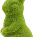2 x Easter Rabbit Decoration Horticulture Green Flocking Moss Sculpture Decoration Desktop Living Room Garden Easter Gift (Small 2PCS Standing+Sitting)