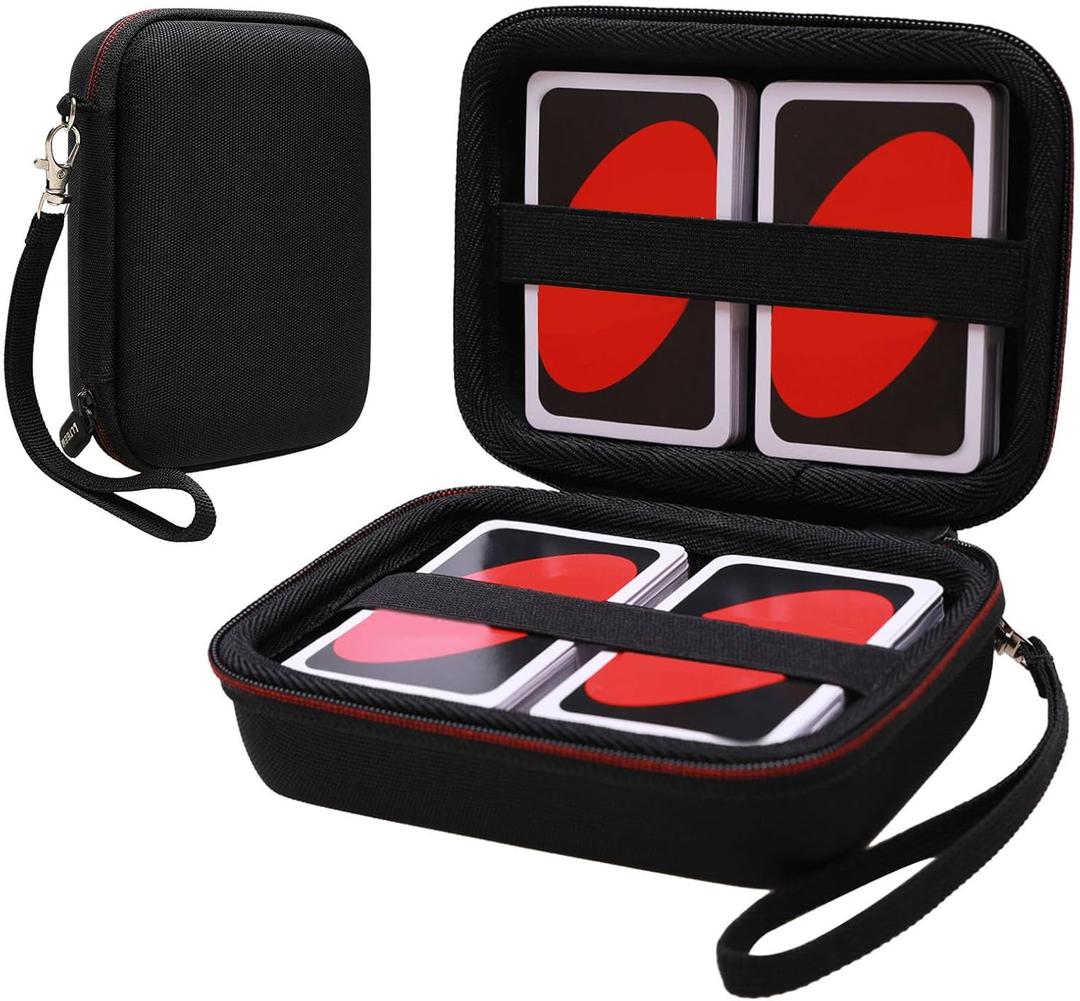 L LTGEM 300+ Card Game Case Compatible with Pokemon/UNO/Piles/Phase 10/Exploding Kittens/Five Crowns/Flip 7/SKYJO/Slingz/Survivor/Go Fish/Dutch Blitz/Monopoly Deal and Playing Card, Black(Case Only)