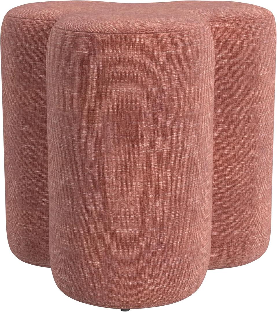 HomePop 18" Clover Ottoman - Pink Chenille, 18.3"D x 18.3"W x 18.3"H