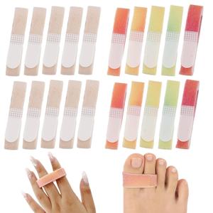 20Pcs Finger Splints - Adjustable Straps for Finger Support (Sprained/Broken) & Toe Spacer for Bunion Correction, Finger Splints with Hook & Loop Design (Nude+Multicolour)