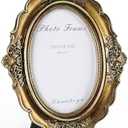 Cuspin 4x6 Picture Frame Gold, Vintage Bronze Gold 4 by 6 Picture Frame Hand-Crafted Resin with Glass Front Ornate Retro Antique Photo Frame for Wall and Tabletop Display Home Decor