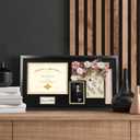 14x26 Black Shadow Box Diploma Frame with Graduation Cap & Tassel Holder for 8.5x11 Diploma and 4x6 Photo with MDF Wood and Plexiglass, Black Over Gold Mat for Wall, Graduation Keepsakes