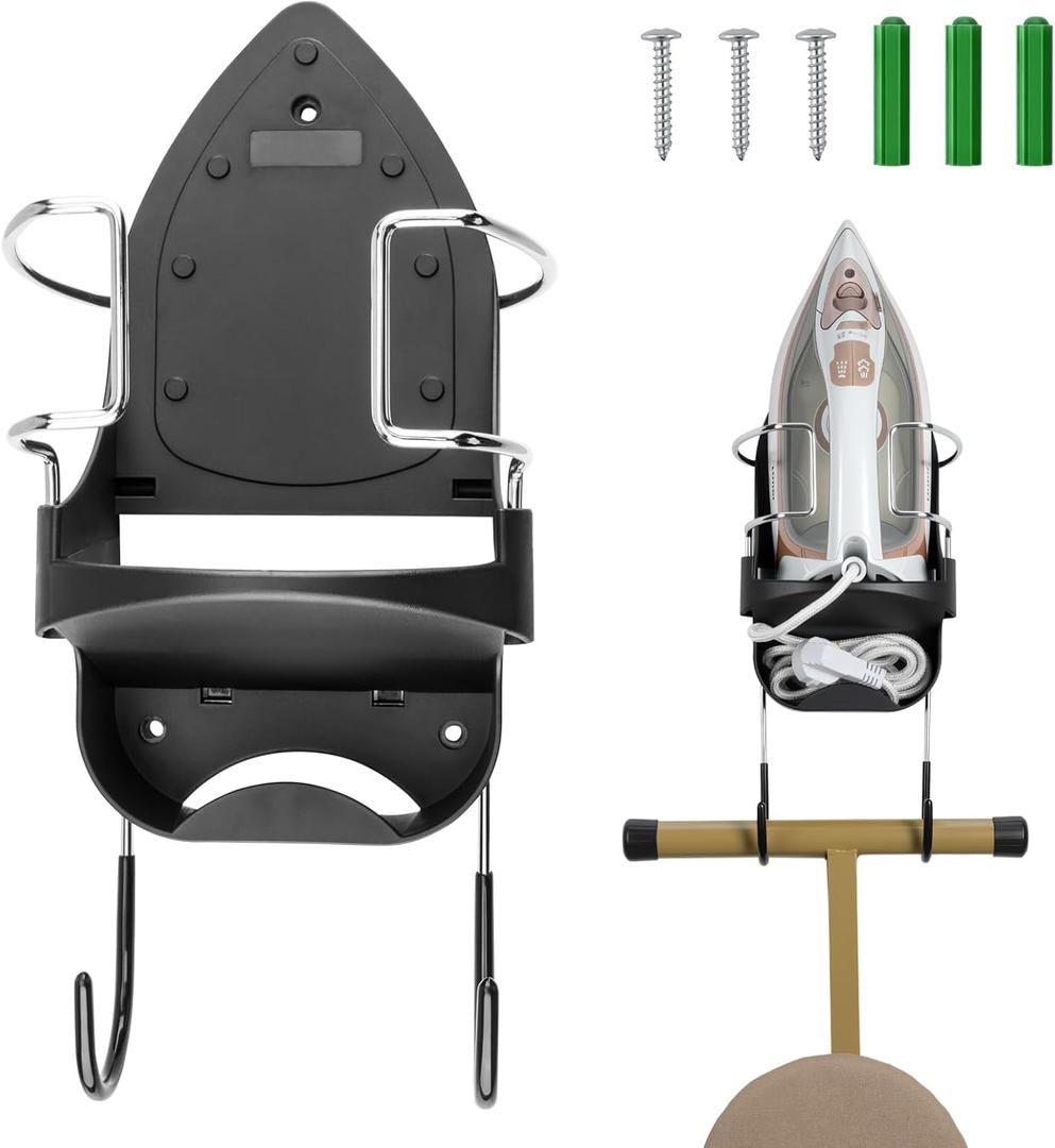 Alpinista Ironing Board Hanger Wall Mount Ironing Board Holder Wall Mount for Laundry Rooms Storage Organizer, Black