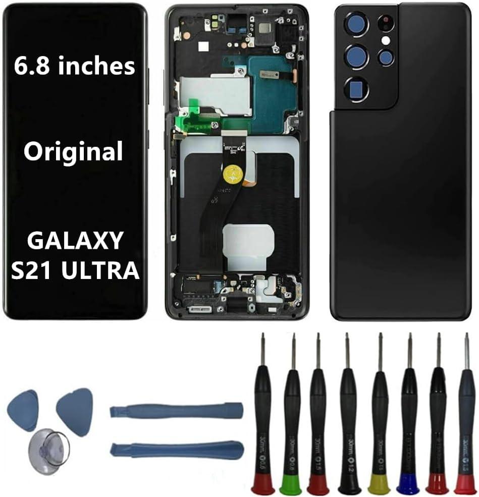 6.8"" Original AMOLED Display for Samsung Galaxy S21Ultra SM-G998U SM-G998U1 SM-G998W Screen Replacement S21 Ultra 5G Display Touch Screen Digitizer Assembly (with Black Frame+Back Cover+Tools) 6.8"" Original AMOLED Display for Samsung Galaxy S21Ultra SM-G998U SM-G998U1 SM-G998W Screen Replacement S21 Ultra 5G Display Touch Screen Digitizer Assembly (with Black Frame+Back Cover+Tools)