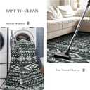 Lahome Machine Washable Non-Slip Rug 6x9 - Ultra-Thin Stain Resistant Boho Moroccan Black Area Rugs Soft Low-Pile Distressed Geometric Tribal Print Carpet for Living Room Bedroom Dining Room