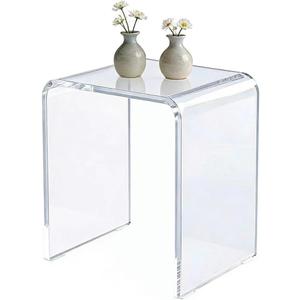 Clear Transparent Acrylic End Table with Rounded Edges,18" H Compact Small Table, Acrylic Side Table Suitable for Living Room, Night Stands for Bedrooms, Modern Occasional Tables, 12" D x 16" W x 18" H - Clear
