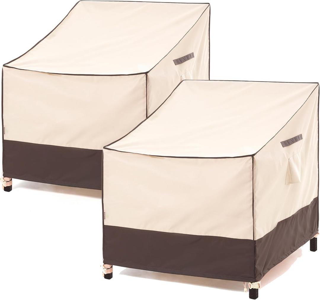 F&J Outdoors Patio Chair Covers, Beige + Coffee, 35"W x 39"D x 36"H, 2-Pack