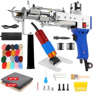 Rug Tufting Gun Kit with Carpet Trimmer, 2 in 1 Cut & Loop Pile Tufting Gun with Tufting Cloth, Rug Making kit for Beginners (ClassicBlue)
