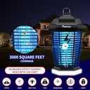 Bug Zapper Outdoor with LED Light, 5600V Electric Fly Zapper, Plug-in Mosquito Killer, 3 Prong Plug, Mosquito Zapper, Fly Traps, Flying Insects Zapper Indoor Outdoor, ABS Plastic