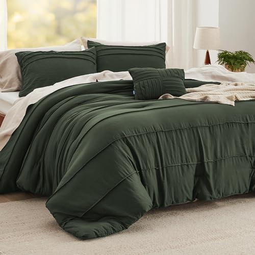 Bedsure Twin Comforter, Olive Green Boho Bedding for All Season, 1 Soft Comforter